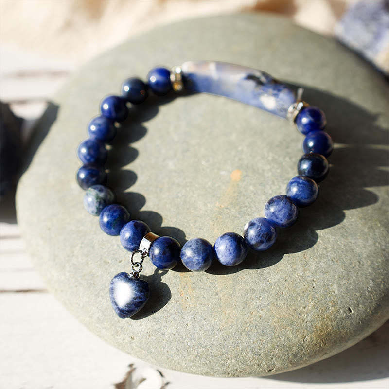 Natural Quartz Love Heart Healing Beads Bracelet