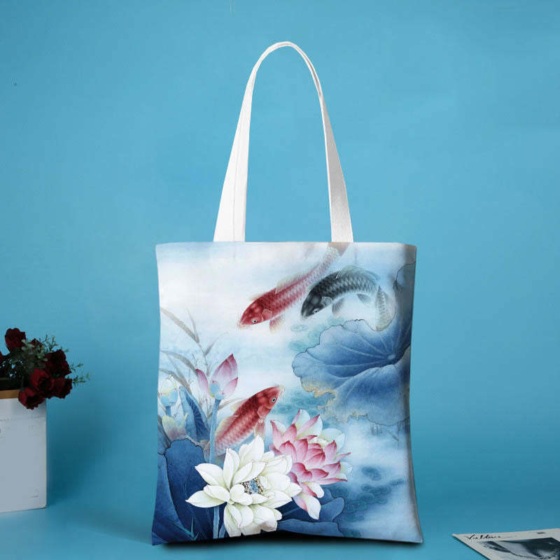 Lotus Shape Canvas Shoulder Bag