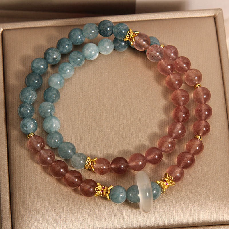 Jade Strawberry Quartz Abundance Luck Bracelet