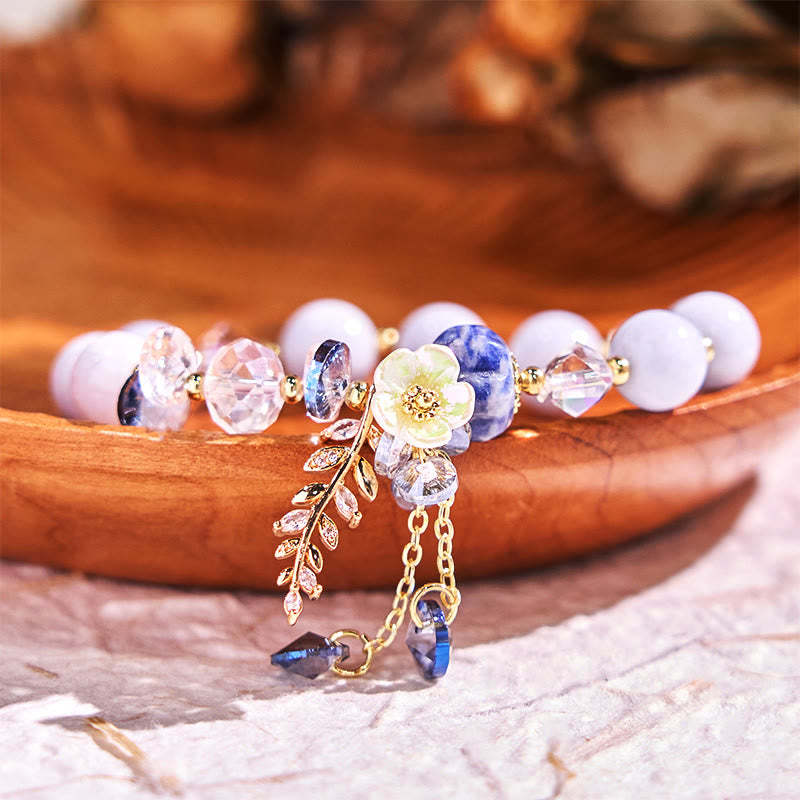 Blue Crystal Amethyst Sun Stone Green Aventurine Healing Bracelet