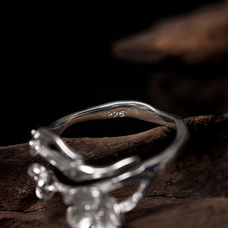 925 Sterling Silver Plum Bossom Balance Ring