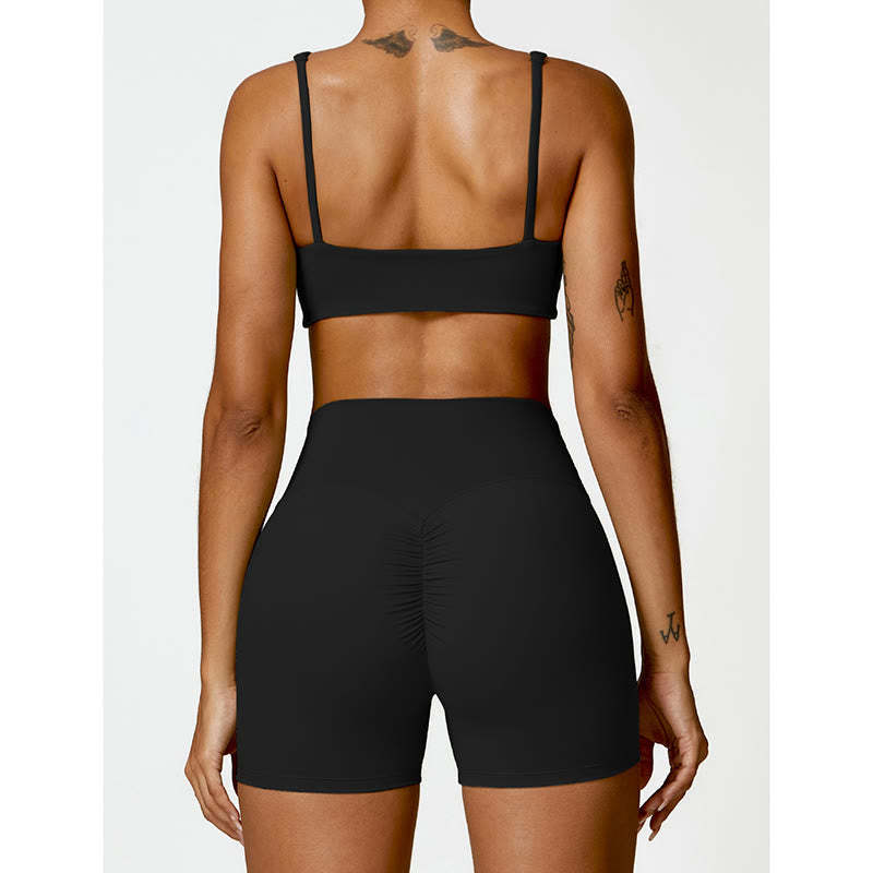 Gym Sports Yoga Backless Bra Crop Tank Top Shorts