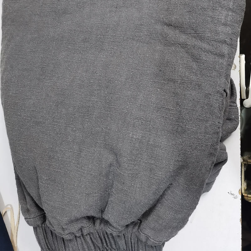 Casual Plain Loose Straight Leg Women's Ramie Cotton Wide Leg Pants With Pockets