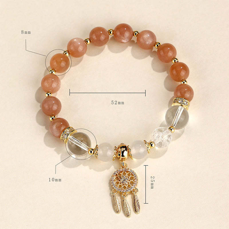 Green Strawberry Quartz Amethyst Crystal Dreamcatcher Healing Bracelet
