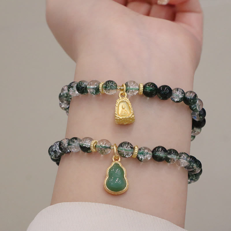 Natural Green Phantom Confidence Gourd mystic zen Charm Bracelet