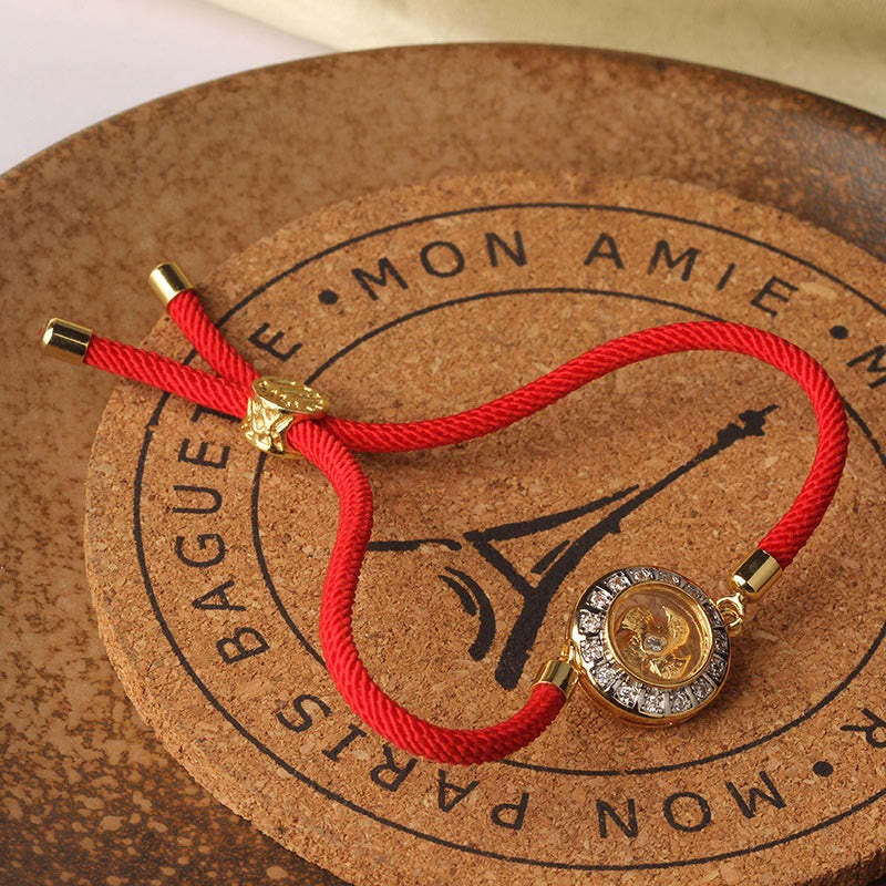 Copper Brass Feng Sheng Shui Qi Rotatable Windmill  Red String Faith Braided Bracelet