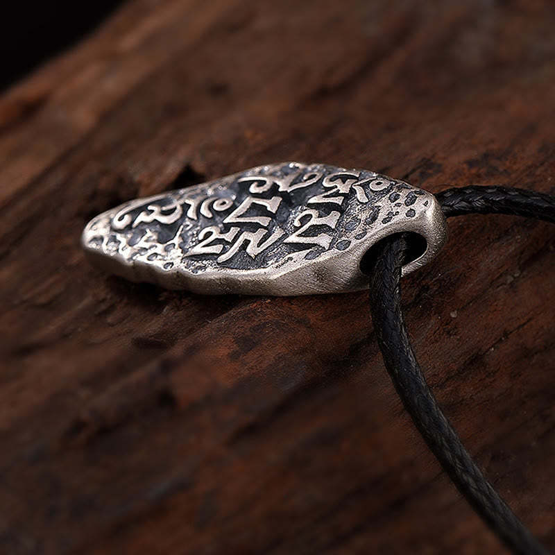 Tibetan 925 Sterling Silver Om Mani Padme Hum Dorje Vajra Engraved Strength Necklace Pendant
