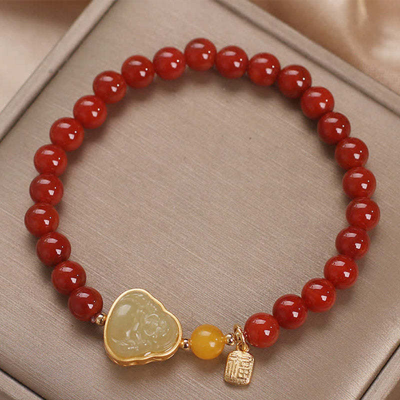 Laughing mystic zen Red Agate Jade Confidence Bracelet