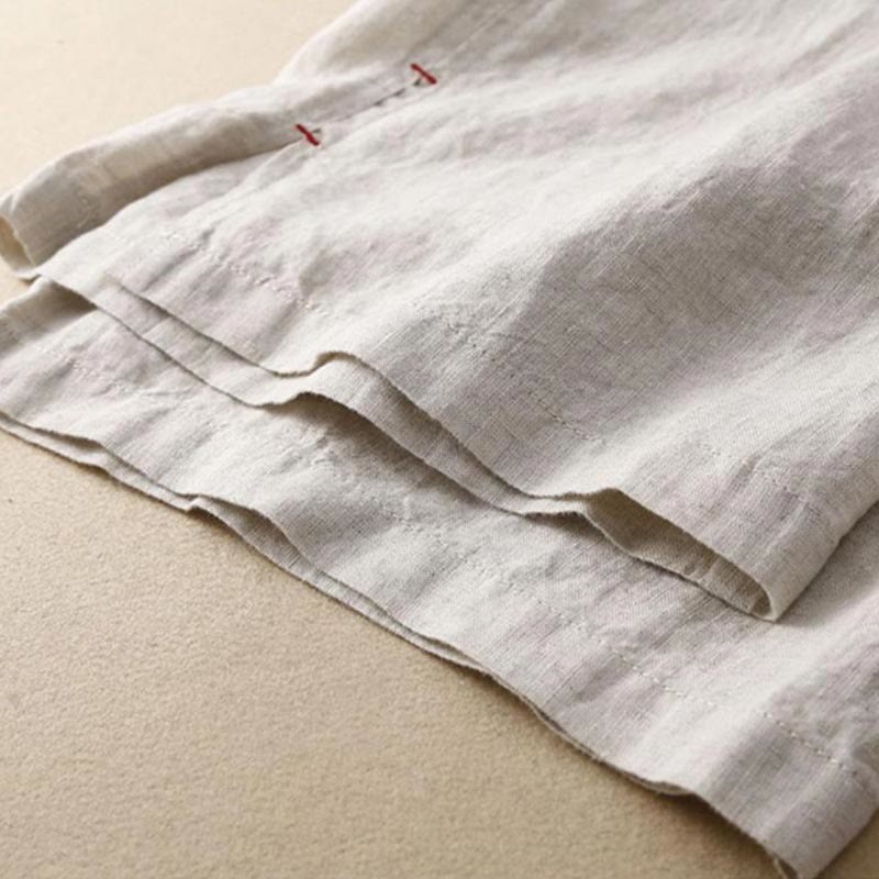 Casual Cotton High Waist Lace-up Slit Wide Leg Pants With Pockets