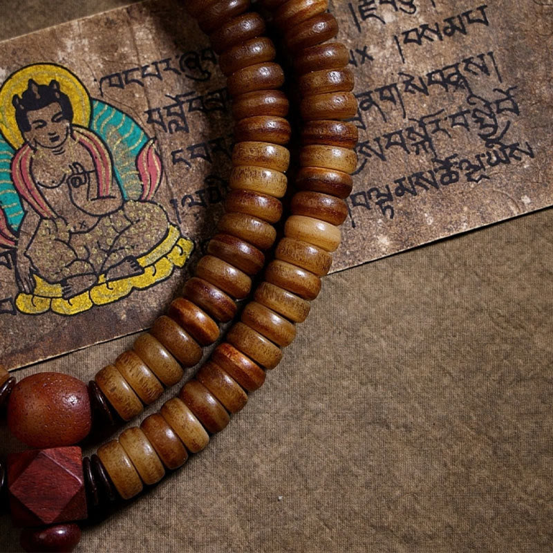 Tibetan 108 Mala Beads Yak Bone Dzi Bead PiXiu Nine Palaces Eight Diagrams Balance Bracelet