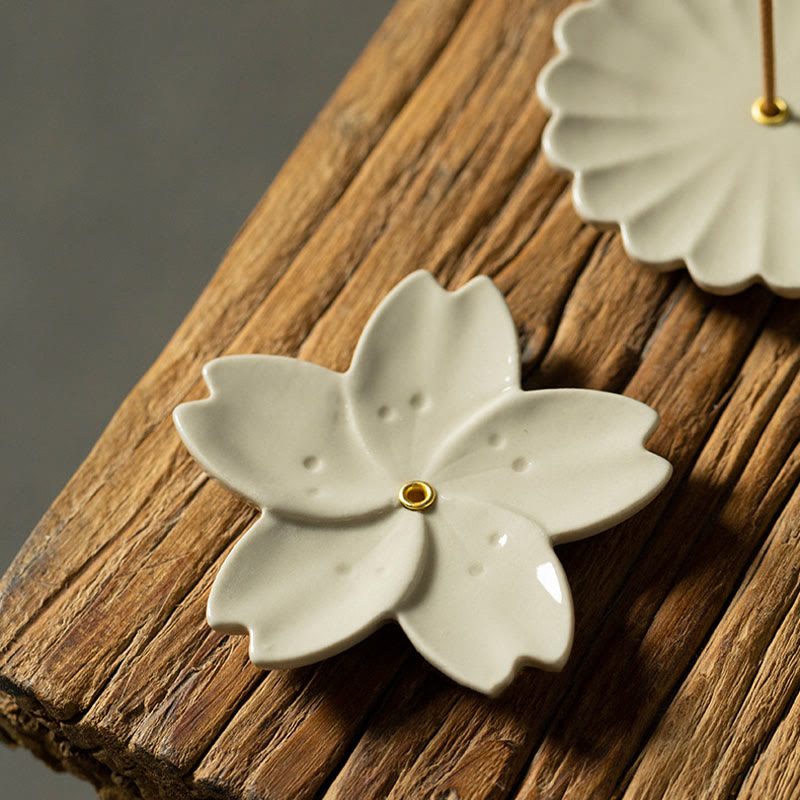 Lotus Cherry Blossom Plum Blossom Chrysanthemum Healing Ceramic Incense Burner Decoration