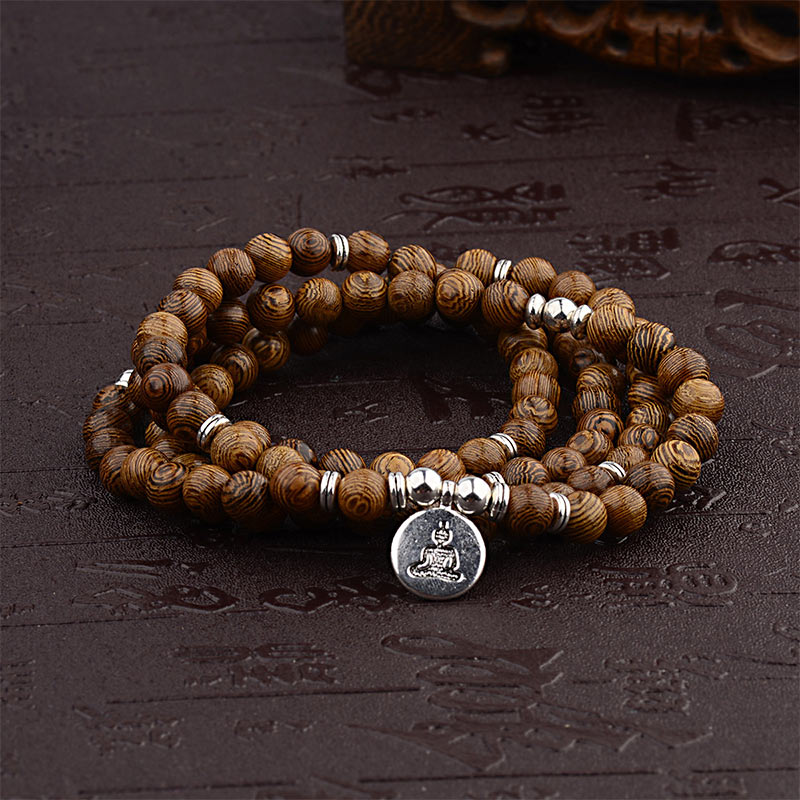 Tibetan Lightning Strike Wood Bracelet Lotus mystic zen Mala