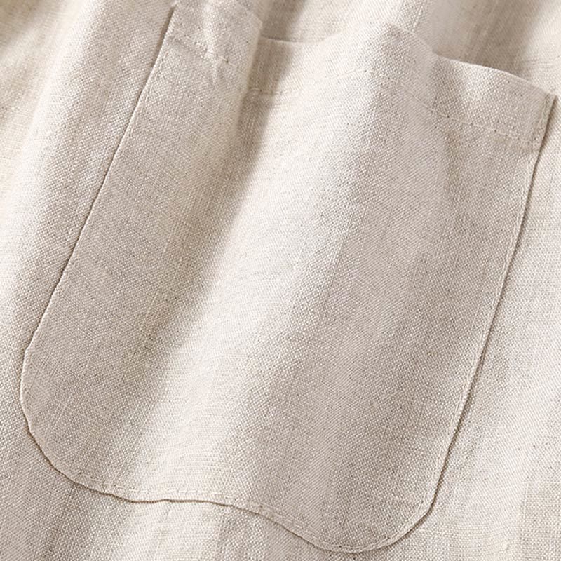 Plain Color Bottom Hollow Lace Design Lace-up Cotton Linen Women's Shorts With Pockets