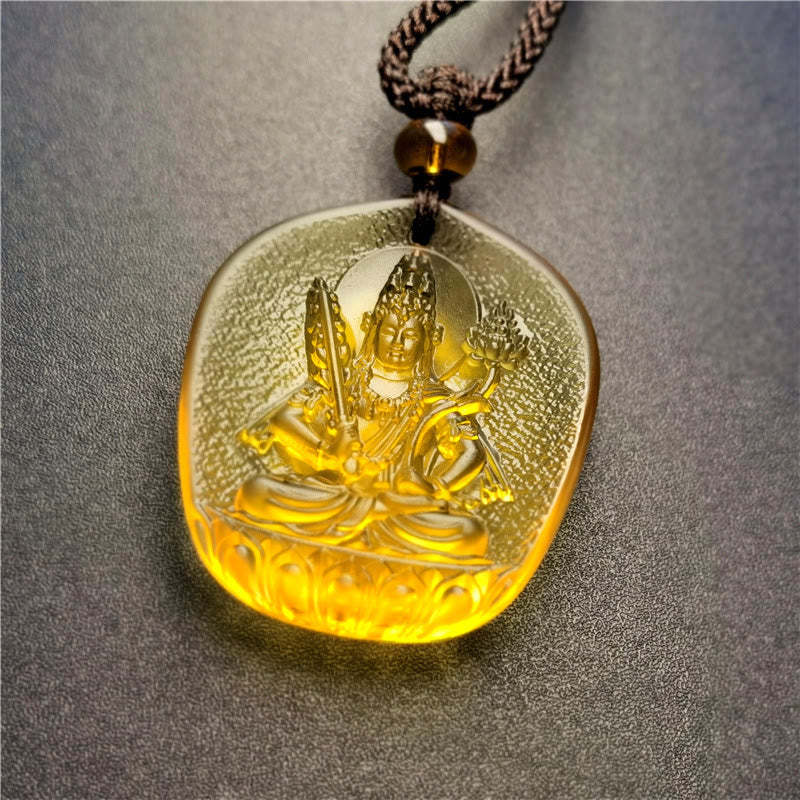 Chinese Zodiac Natal mystic zen Blessing Liuli Crystal Compassion Necklace Pendant