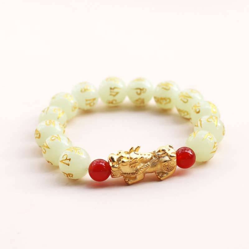 FengShui Lucky Pixiu Glowstone Wealth Bracelet