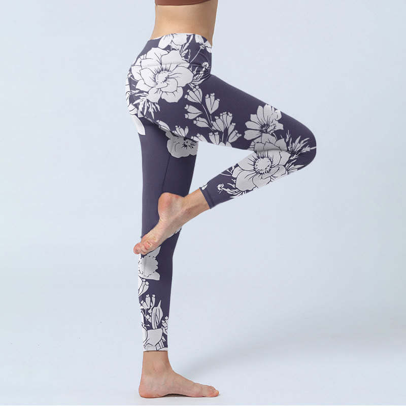 Flowers Blossom Print Sports Fitness Leggings Women's Yoga Pants