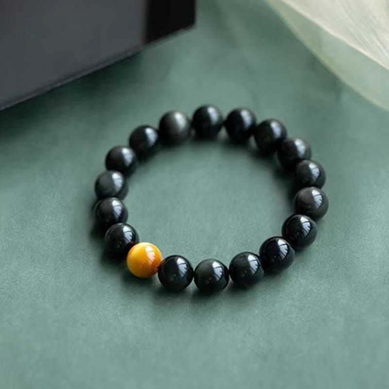 Natural Rainbow Obsidian Tiger Eye Positive Love Bracelet