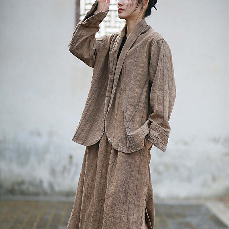 Solid Color Tie Dye Long Sleeve Zen Meditation Open Front Jacket