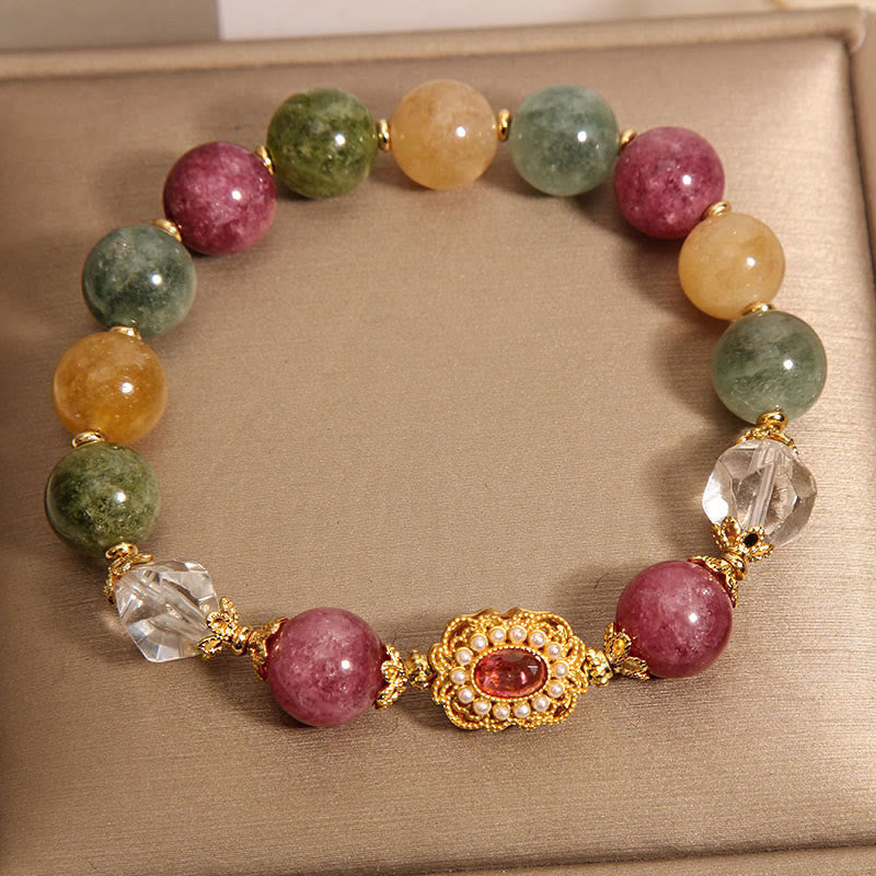 Tourmaline Pearl Pink Crystal White?Crystal Wisdom Bracelet