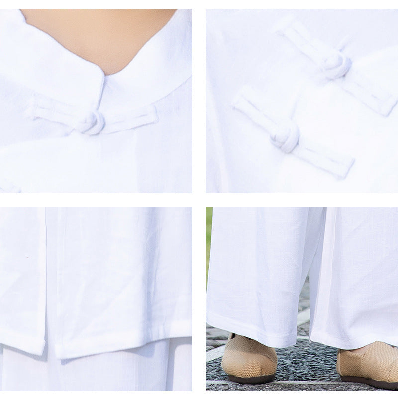 2Pcs Plain Long Sleeve Zen Yoga Clothing Meditation Clothing Top Pants Women's Set