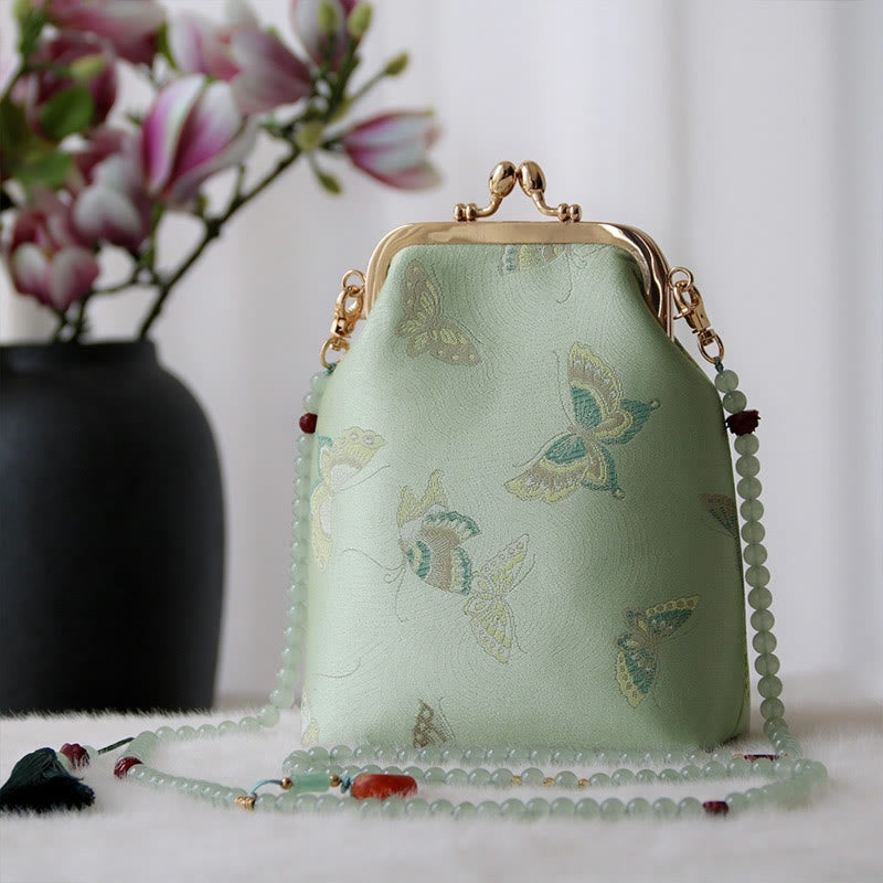 Retro Chinese Embroidery Pearl Chain Crossbody Bag Shoudler Bag