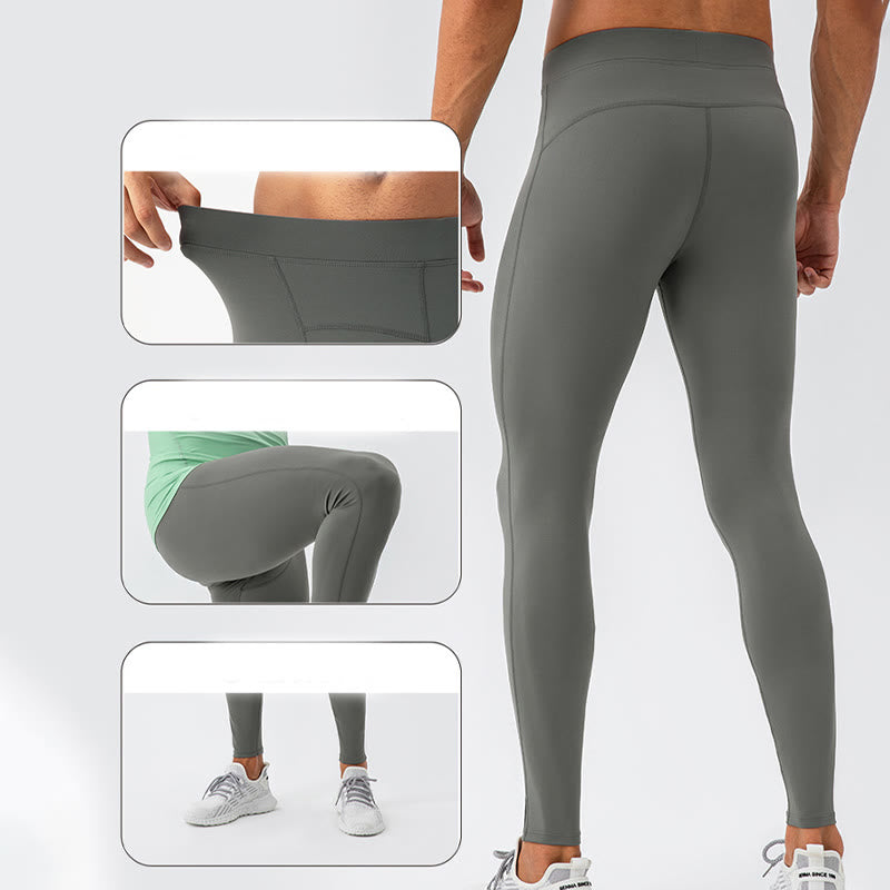 High Waist Elastic Quick Dry Breathable Gym Sports Men's Leggings Pants