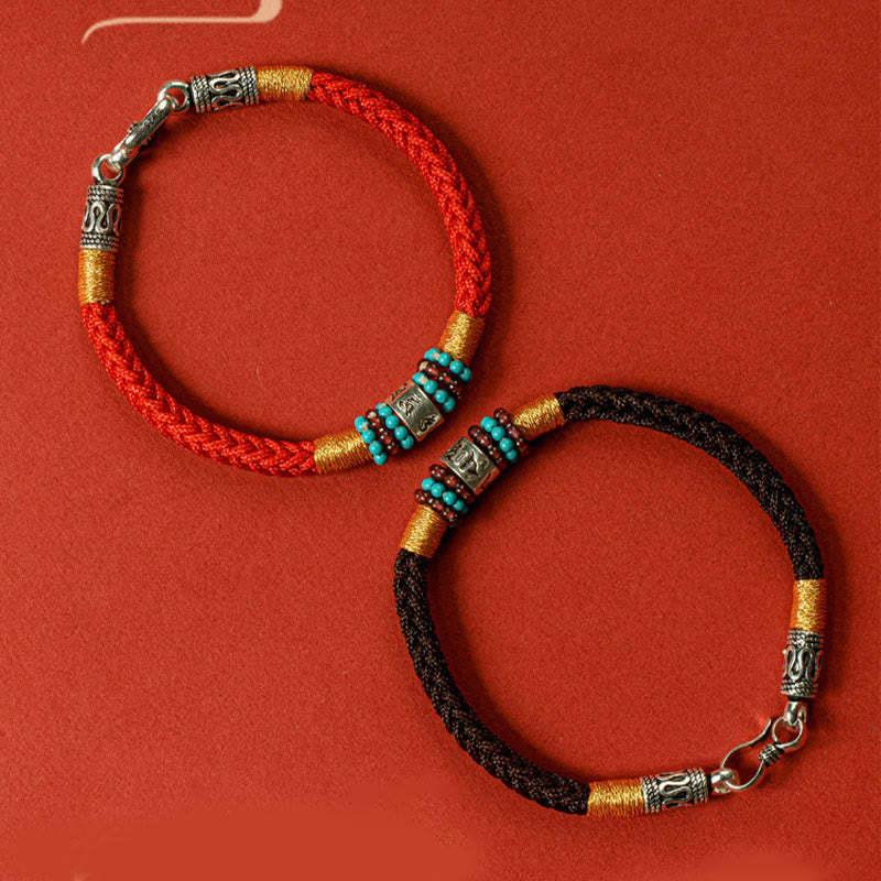 Red String Black String Six True Words 925 Sterling Silver Connection Bracelet