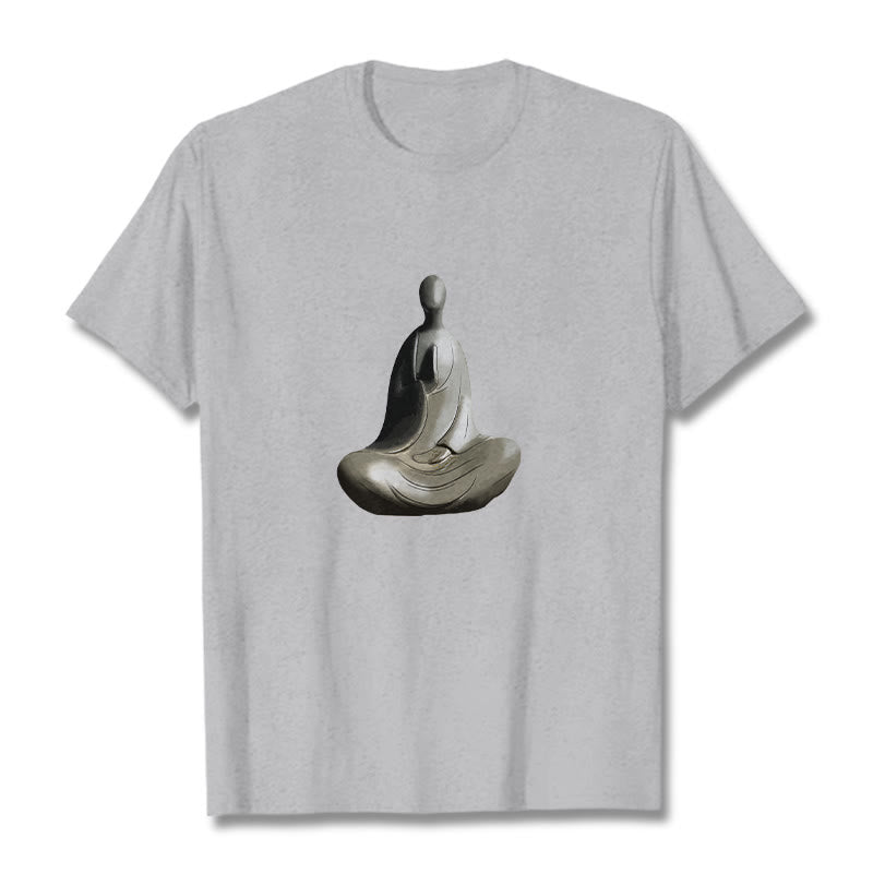 Gray Formless mystic zen Pattern Cotton Tee T-shirt