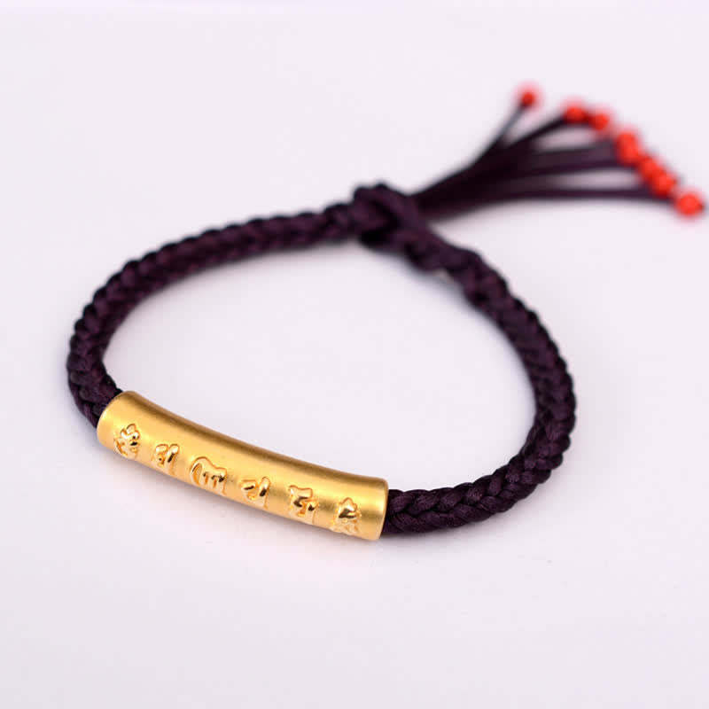 999 Sterling Silver Om Mani Padme Hum Protection Strength String Bracelet