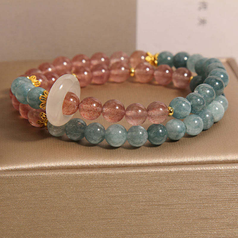Jade Strawberry Quartz Abundance Luck Bracelet