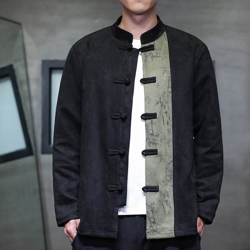 Men's Frog-button Tang Suit Bamboo Corduroy Cotton Jacket Shirt
