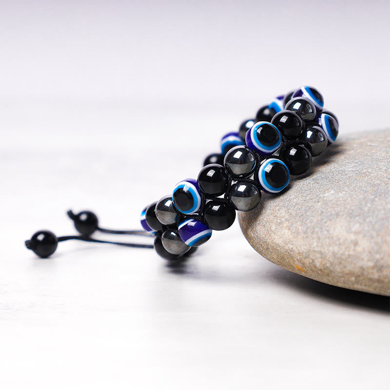 Evil Eye Hematite Tiger Eye Protection Beaded Bracelet
