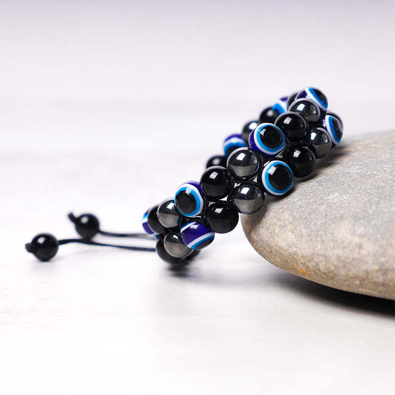 Evil Eye Hematite Tiger Eye Protection Beaded Bracelet