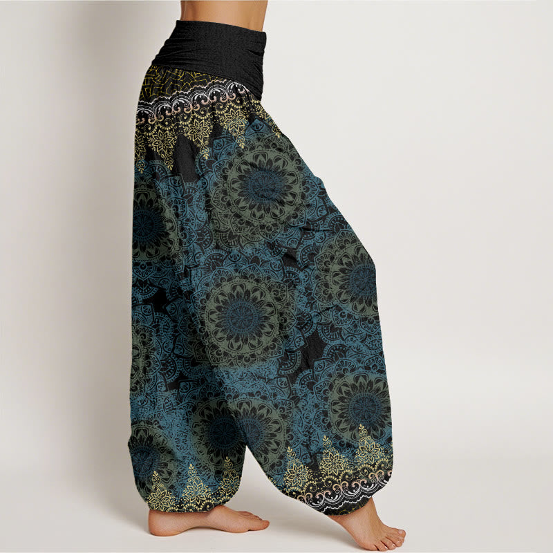 Triangular Mandala Patterns Women's Elastic Waist Harem Pants