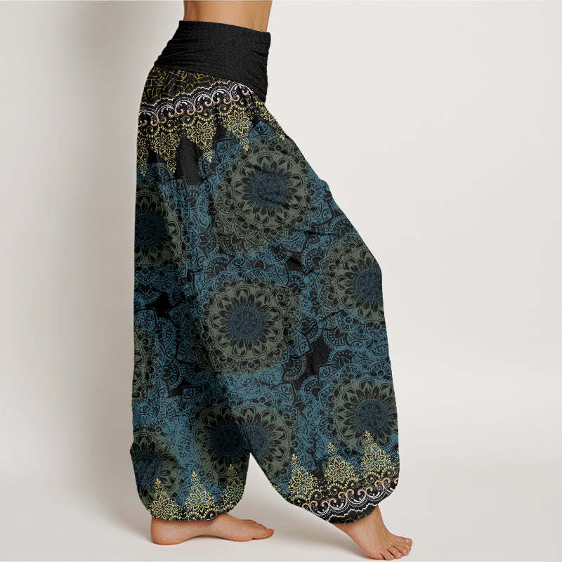 Triangular Mandala Patterns Women's Elastic Waist Harem Pants