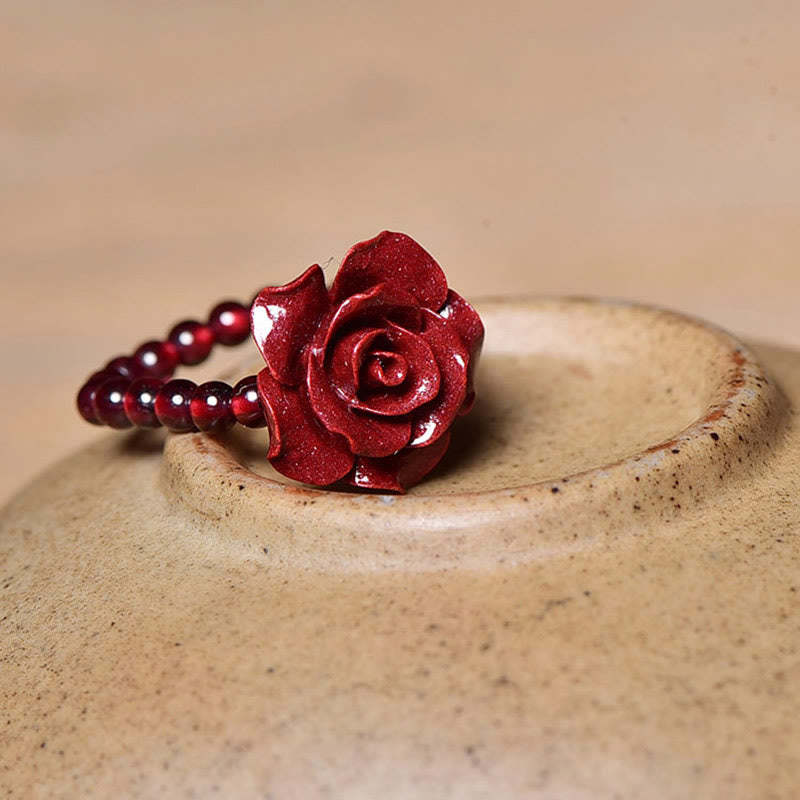 Cinnabar Rose Garnet Beads Concentration Ring