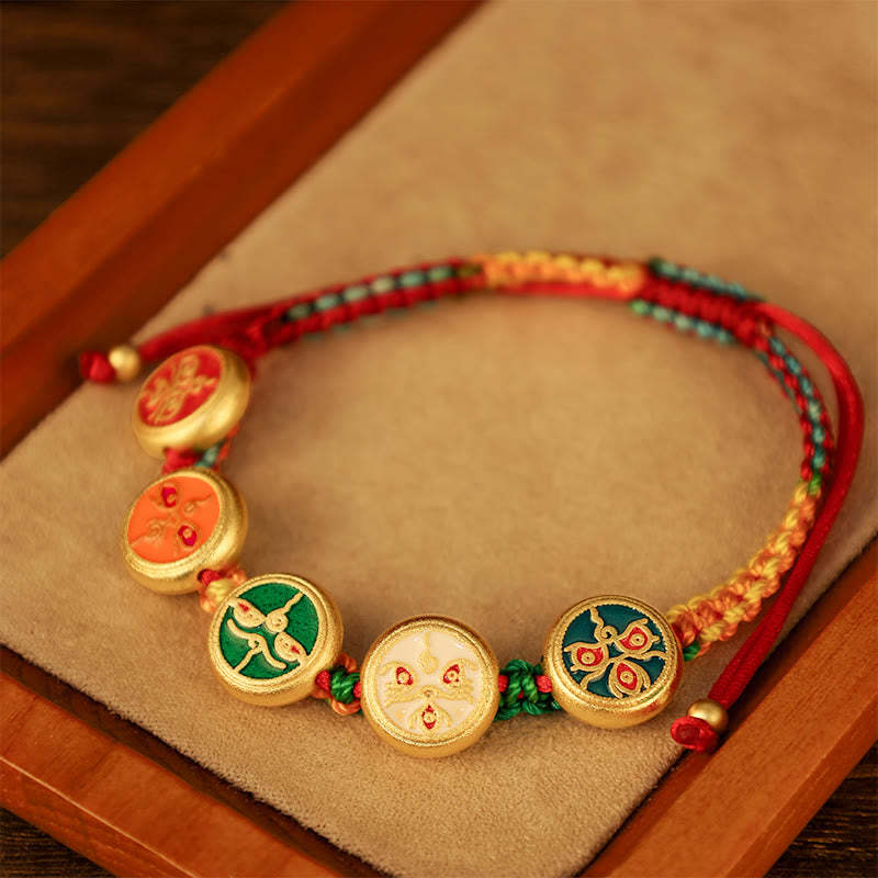 Tibetan Five God Of Wealth Colorful Rope Braided Luck Bracelet