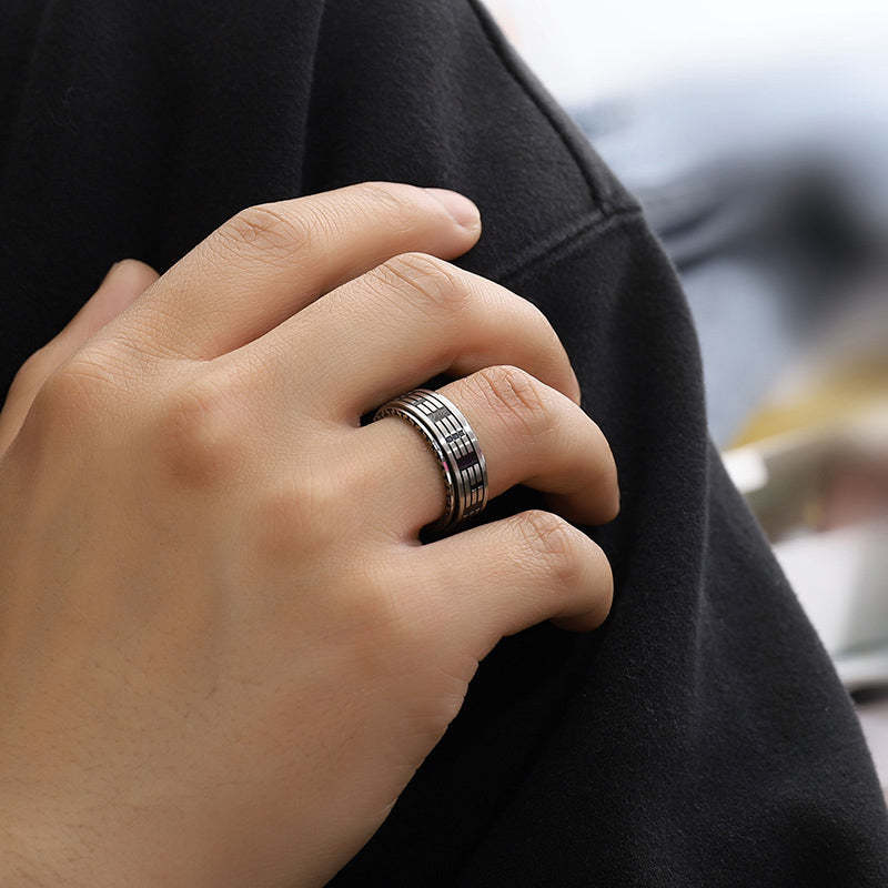 Bagua Yin Yang Titanium Steel Balance Rotatable Ring