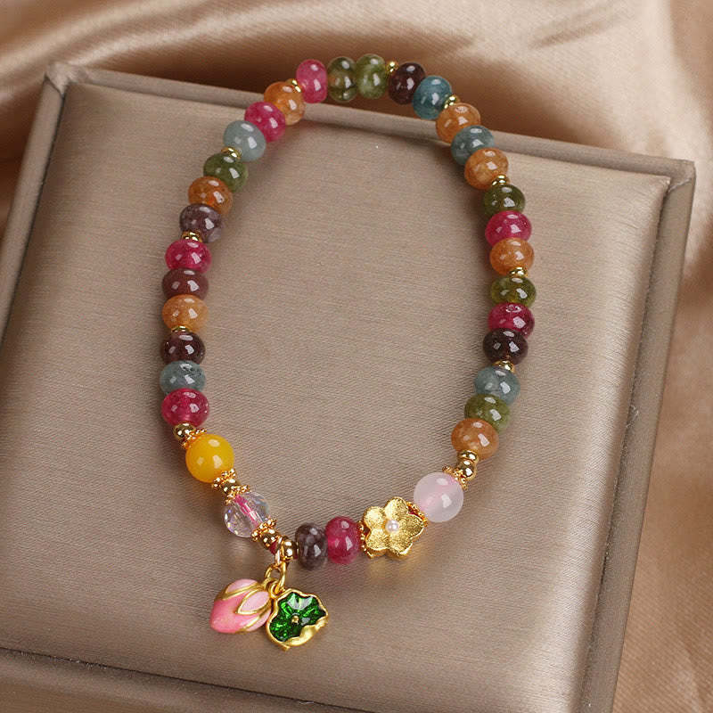 Tourmaline Lotus Seedpod Wisdom Bracelet