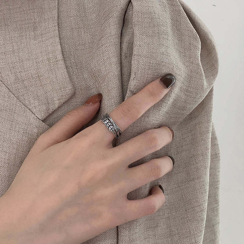 925 Sterling Silver Copper Coins Wealth Blessing Adjustable Ring