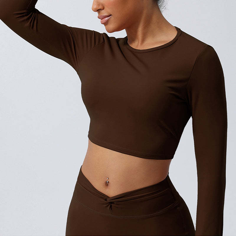Women Workout Long Sleeve Crisscross Backless Top Tee Leggings Sports Fitness Yoga Outfit