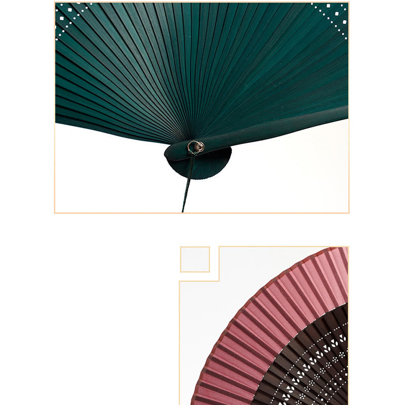 Gradient Color Hollow Engraved Handheld Bamboo Folding Fan