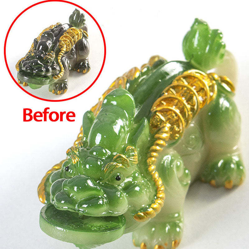 Color Changing Small PiXiu Copper Coins Resin Tea Pet Wealth Home Figurine Decoration