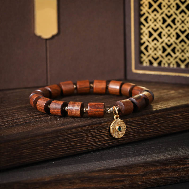 Natural Rosewood Barrel Beads Warmth Bracelet
