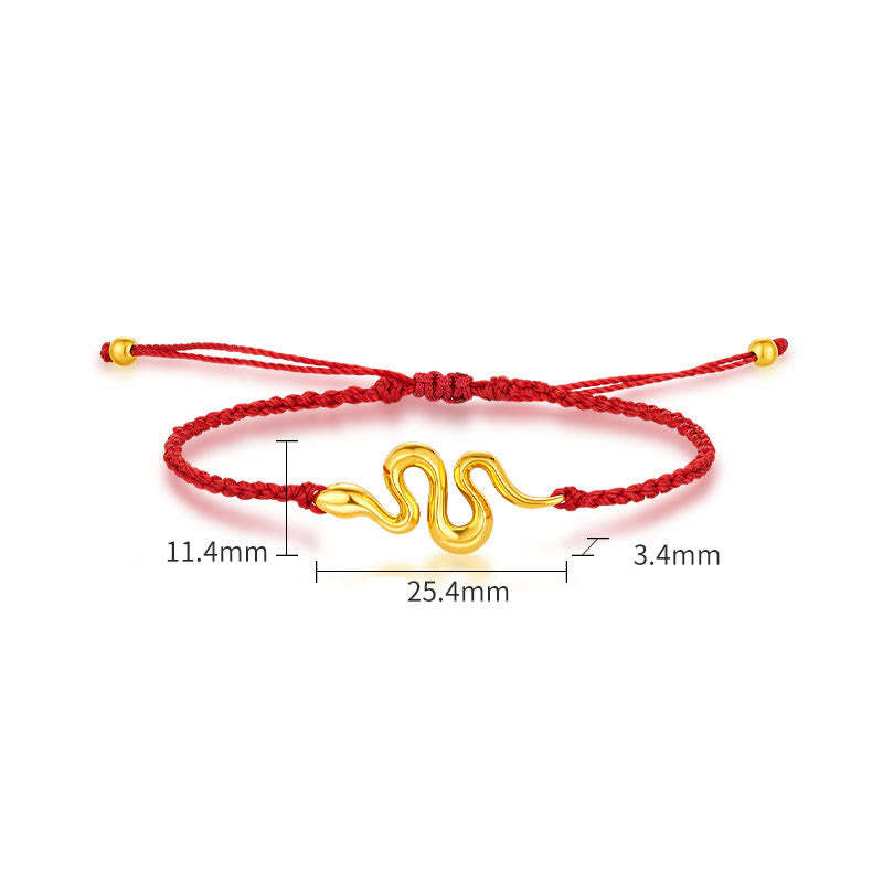 999 Gold Red String Lucky Beads Year Of The Snake Connection Bracelet