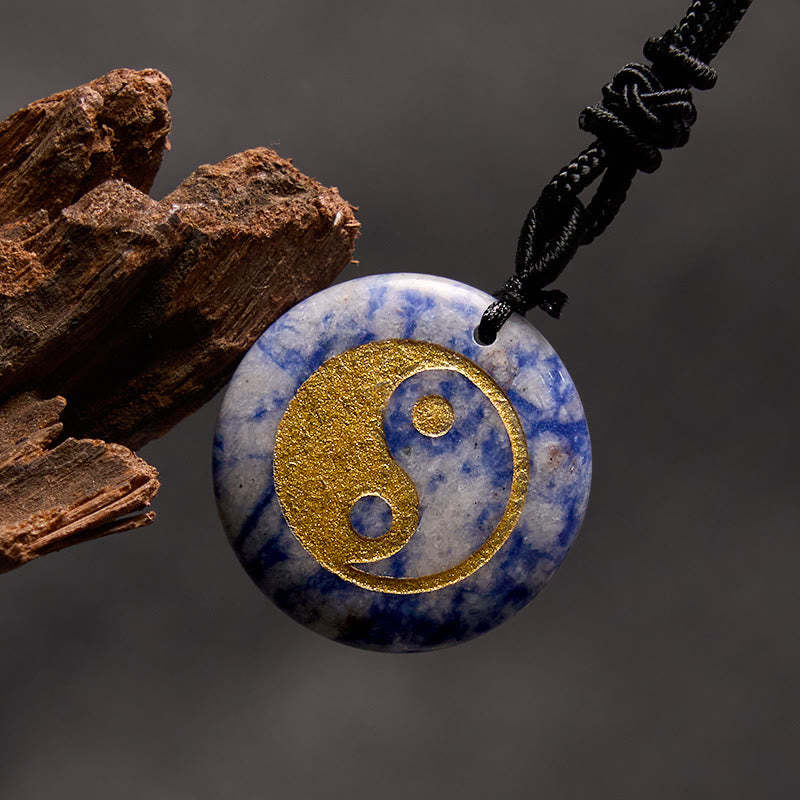 Various Crystal Amethyst Tiger Eye Green Aventurine Yin Yang Spiritual Necklace Pendant