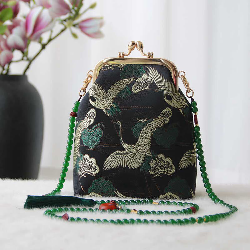 Retro Chinese Embroidery Pearl Chain Crossbody Bag Shoudler Bag