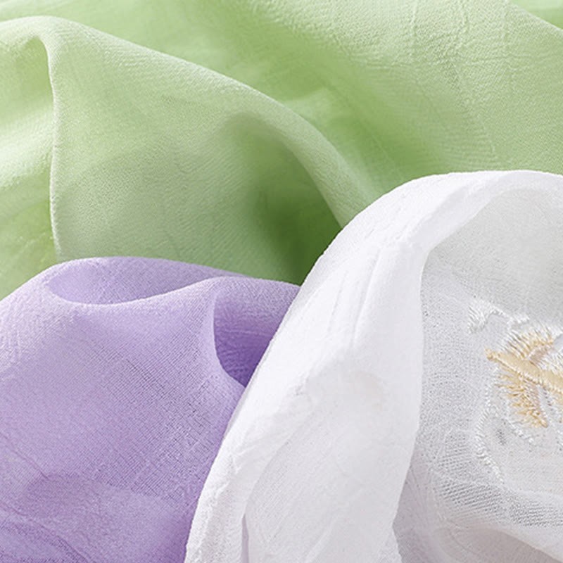 Embroidery Plants Flower Half Sleeve Plain Frog-Button Stand Collar Women's Shirt