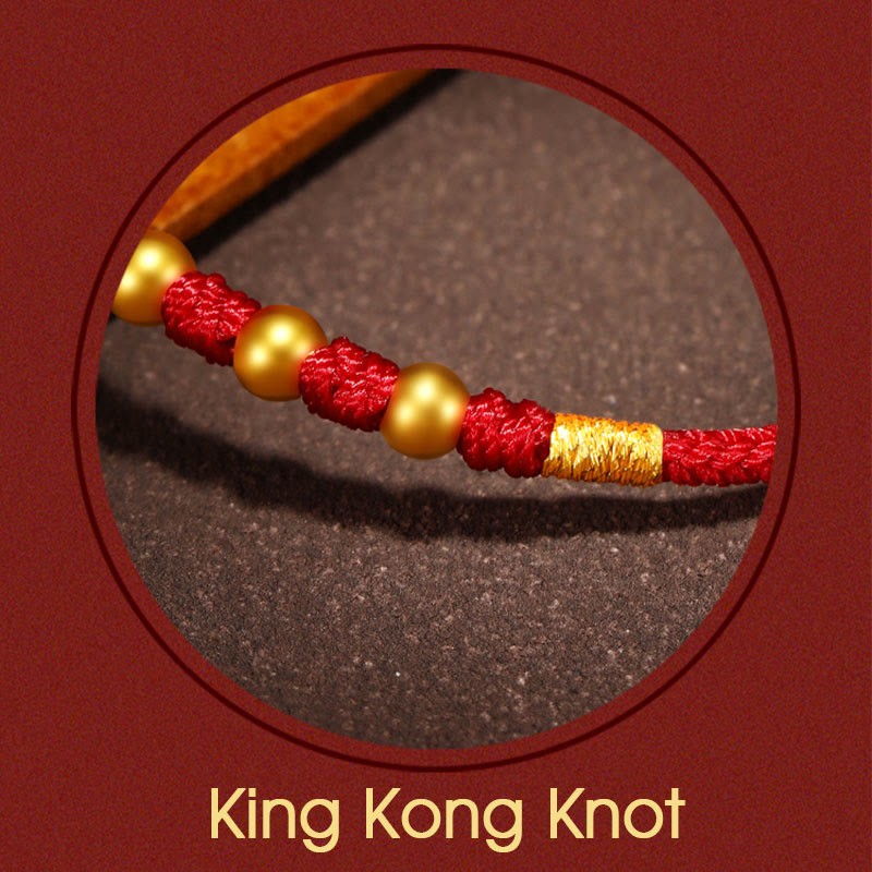 999 Gold Beads Luck King Kong Knot Handmade Braided Protection Bracelet