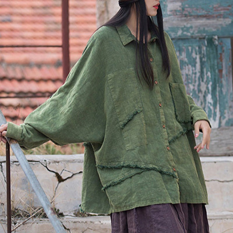 Irregular Splice Ramie Cotton Clothing